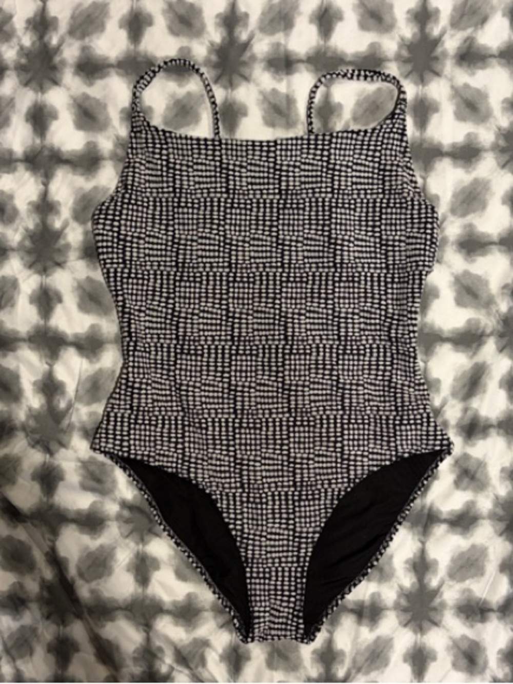 aerie Black & White Grid-Print One-Piece Swimsuit